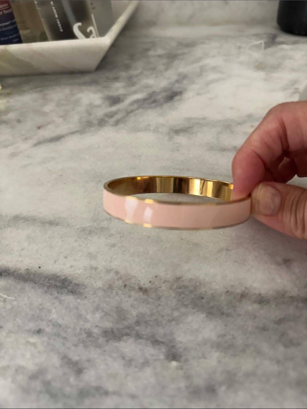 J. Crew Blush Pink Enamel Gold-Tone Bangle Bracelet